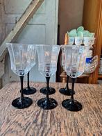 6 Vintage Luminarc Octime Noir rode wijnglazen L, 70's set, Verzamelen, Ophalen of Verzenden, Zo goed als nieuw, Overige typen