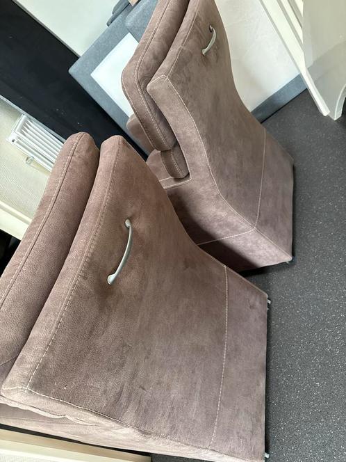 Eethoek 6 stoelen in aarde tint en eiken look tafel, Huis en Inrichting, Complete eetkamers, Gebruikt, 4 tot 6 stoelen, Ophalen of Verzenden