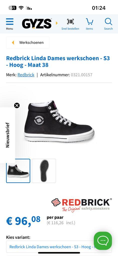 Redbrick Linda Dames werkschoen - S3 - Hoog - Maat 38, Doe-het-zelf en Verbouw, Veiligheidskleding, Nieuw, Ophalen of Verzenden