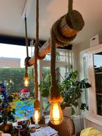Hanglamp boomstam met touwen lampen, Huis en Inrichting, Lampen | Hanglampen, Ophalen of Verzenden, Hout