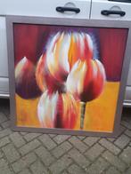 groot schilderij met tulpen 1.10 1.10, Ophalen, Zo goed als nieuw, Schilderij, 75 cm of meer