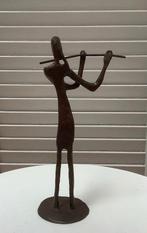 Mooi (bronzen) beeldje van dwarsfluitspeelster en méér....., Antiek en Kunst, Ophalen of Verzenden
