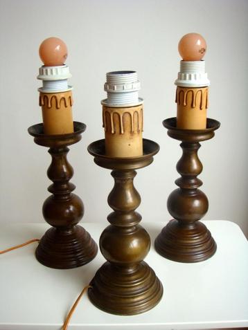Zware bronzen schemerlampvoeten, set van 3  beschikbaar voor biedingen