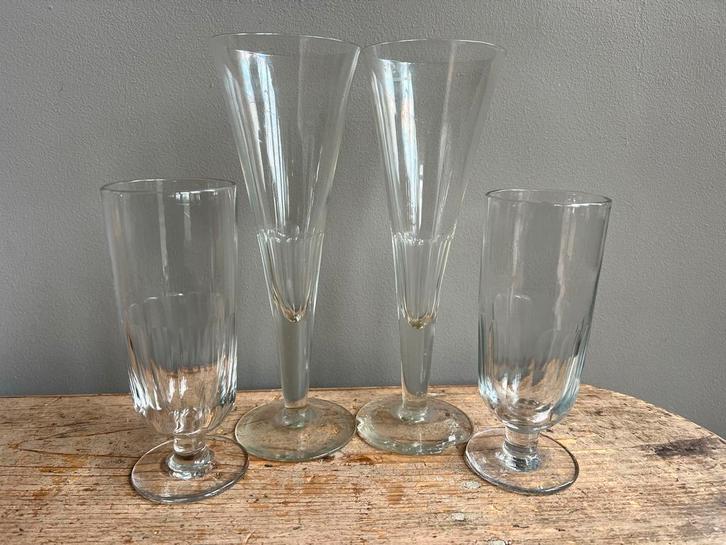 Antieke Glazen Set - kerst diner dessert, Antiek en Kunst, Antiek | Glas en Kristal, Ophalen