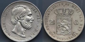 Zilveren rijksdaalder 1858 - 2 1/2 gulden 1858 - Willem 3 beschikbaar voor biedingen