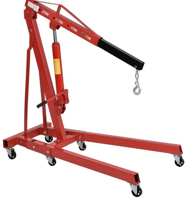 Te huur:  Motortakel / werkplaatskraan 2 ton opvouwbaar., Auto diversen, Krikken, Nieuw, Garagekrik, Hydraulisch, Ophalen