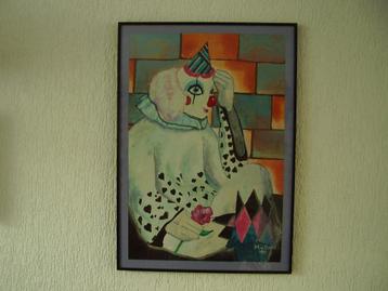schilderij clown print driel glas mancave sfeer decoratie  beschikbaar voor biedingen