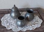 Tinnen set Suikerpotje Roomkannetje en Lepelvaasje, Ophalen of Verzenden