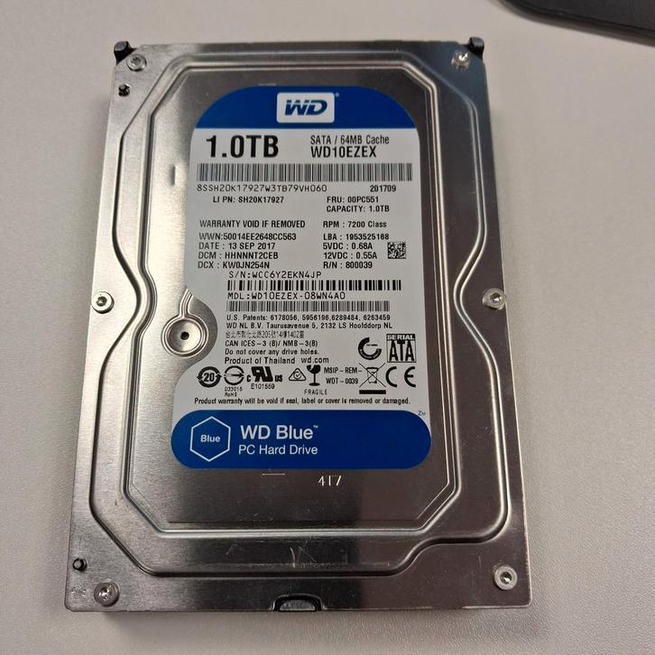 WD Blue 1TB HDD - 3.5 inch, Computers en Software, Harde schijven, Gebruikt, Desktop, Intern, HDD, SATA, Ophalen of Verzenden