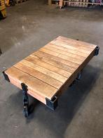 Salontafel massief mango hout met gietijzeren frame, Ophalen, ., 100 tot 150 cm, .