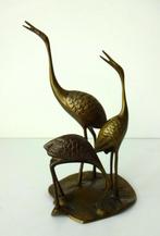 Bronzen beeld drie staande vogels met lange hals 3721-b, Ophalen of Verzenden, Brons