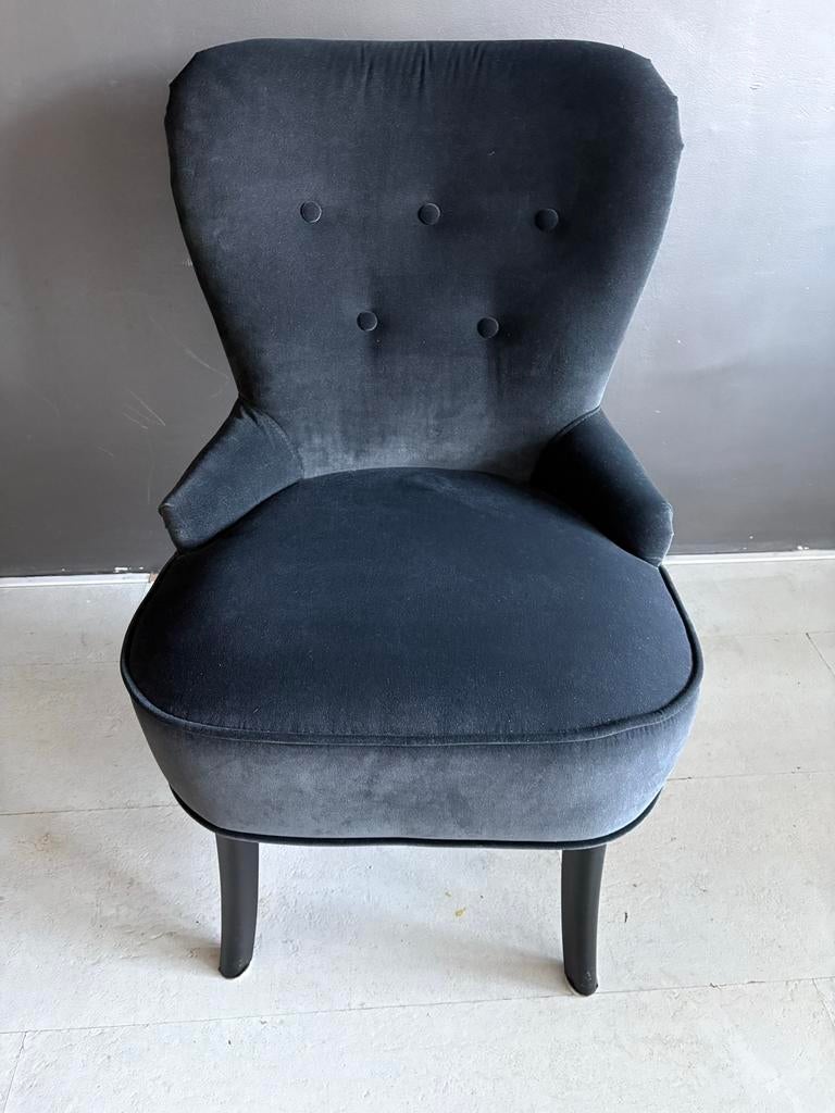 Donkergrijze IKEA Remsta fauteuil - Velvet stof, Ophalen, Zo goed als nieuw, Eén, Stof