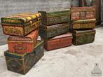 Geweldige oude handbeschilderde ijzeren opbergkisten koffers, Minder dan 50 cm, 50 tot 100 cm, Ophalen of Verzenden, Zo goed als nieuw