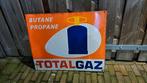 Emaille dubbelzijdig reclame bord Totalgaz, Verzamelen, Ophalen of Verzenden, Zo goed als nieuw, Reclamebord