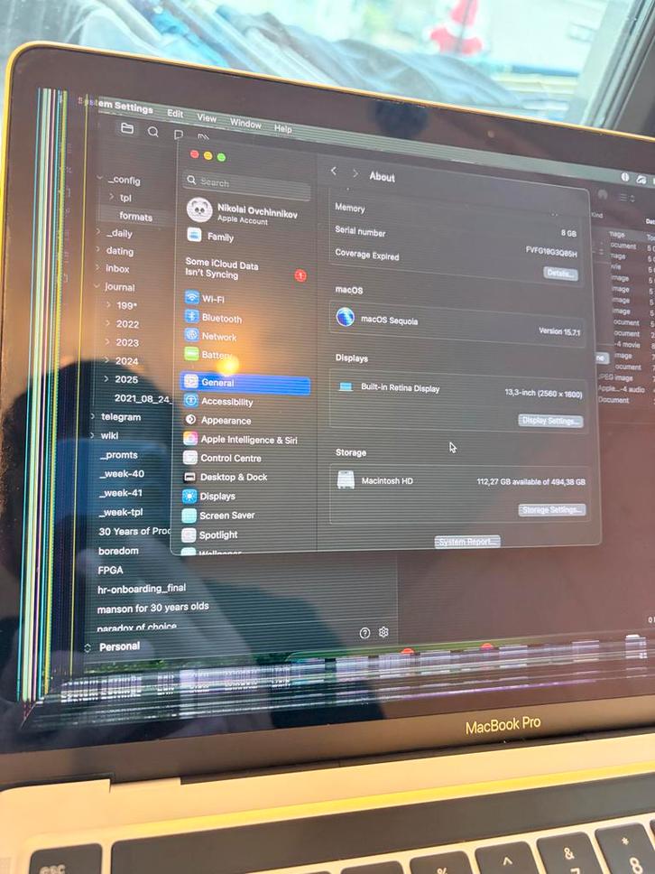 MacBook Pro M1 (2020) - Defect Scherm, Computers en Software, Apple Macbooks, Gebruikt, MacBook Pro, 13 inch, 512 GB, 8 GB, Ophalen of Verzenden