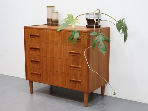 Deense ladekast | P. Westergaard | 4 lades | Teak, Huis en Inrichting, Kasten | Ladekasten, Zo goed als nieuw, Minder dan 100 cm