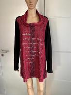 J20 Nieuw: Yoek maat 42/44=L lang tuniek top trui roze/rood
