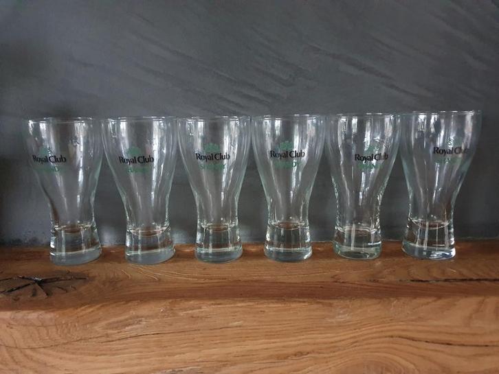 6 originele Royal Club shandy glazen, Verzamelen, Glas en Borrelglaasjes, Zo goed als nieuw, Frisdrankglas, Ophalen of Verzenden