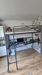 Grijze Ikea hoogslaper 90x200 met bureau, Huis en Inrichting, Ophalen, Gebruikt