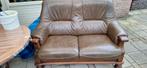 Gratis lederen bank eikenhout afhalen in Eersel, Huis en Inrichting, Ophalen, Gebruikt, Tweepersoons, 75 tot 100 cm