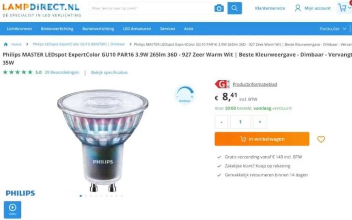 70x Philips - MASTER LEDspot ExpertColor GU10 PAR16 3.9W, Huis en Inrichting, Lampen | Spots, Nieuw, Ophalen