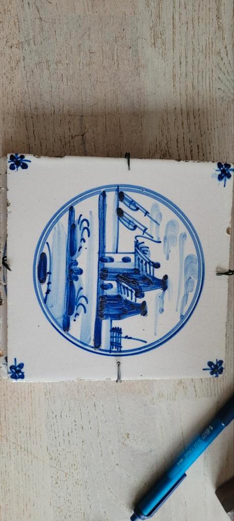 Delfts Blauwe Tegel met Molen Voorstelling, Antiek en Kunst, Antiek | Wandborden en Tegels, Ophalen of Verzenden
