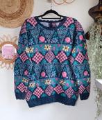 Vintage handgebreide katoenen trui norway ijslandse 80s dale, Kleding | Dames, Blauw, Maat 42/44 (L), Ophalen of Verzenden, Zo goed als nieuw