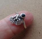 zilveren ring met ginko blad en onyx [817], Verzenden, Dame, Zilver, Zilver