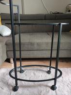 Stalen sidetabel met glasplaatjes, Huis en Inrichting, Tafels | Sidetables, Ophalen, Zo goed als nieuw, Rechthoekig