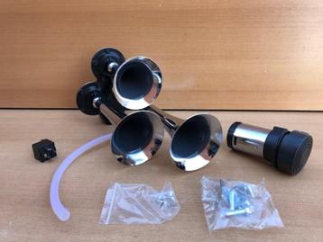 Luchthoornset 3 tonig chroom met compressor. beschikbaar voor biedingen
