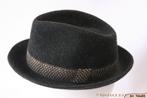Vintage Gleufhoed Loden zwartgrijs haarvilt 53,5 = XXS, Kleding | Heren, Hoed, Ophalen of Verzenden, Gedragen, Loden