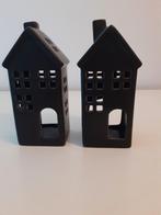 Zwarte stenen huisjes kan waxinelichtje  in, Huis en Inrichting, Woonaccessoires | Kandelaars en Kaarsen, Overige materialen, Zwart