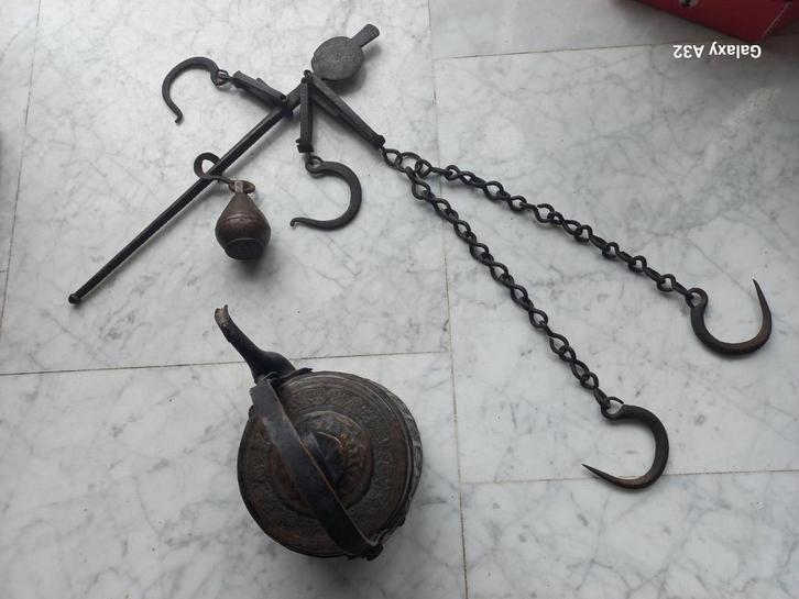 Antieke Balans weegschaal / stok weegschaal met gewicht, Antiek en Kunst, Antiek | Gereedschap en Instrumenten, Ophalen of Verzenden