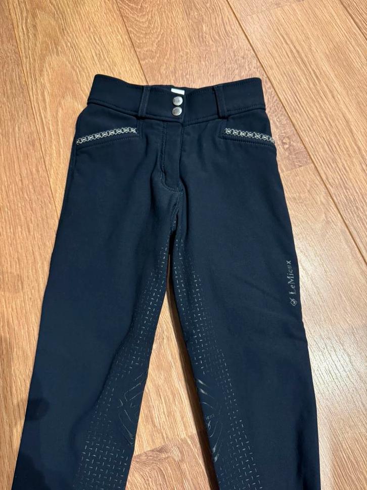 Le Mieux rijbroek maat 9/10 jaar donkerblauw in nette staat, Dieren en Toebehoren, Paardrijkleding, Zo goed als nieuw, Kinderen