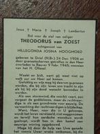 Bidprent granaatsplinter Reuver Van Zoest, Ophalen of Verzenden