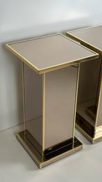 2 x pilaar piëdestal gerookt brons spiegelglas kerst messing, Huis en Inrichting, Woonaccessoires | Zuilen en Pilaren, Ophalen