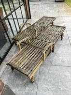 Twee verstelbare ligbedden - 1 met gebroken lat, Tuin en Terras, Ligbedden, Ophalen, Gebruikt, Hout, Verstelbaar