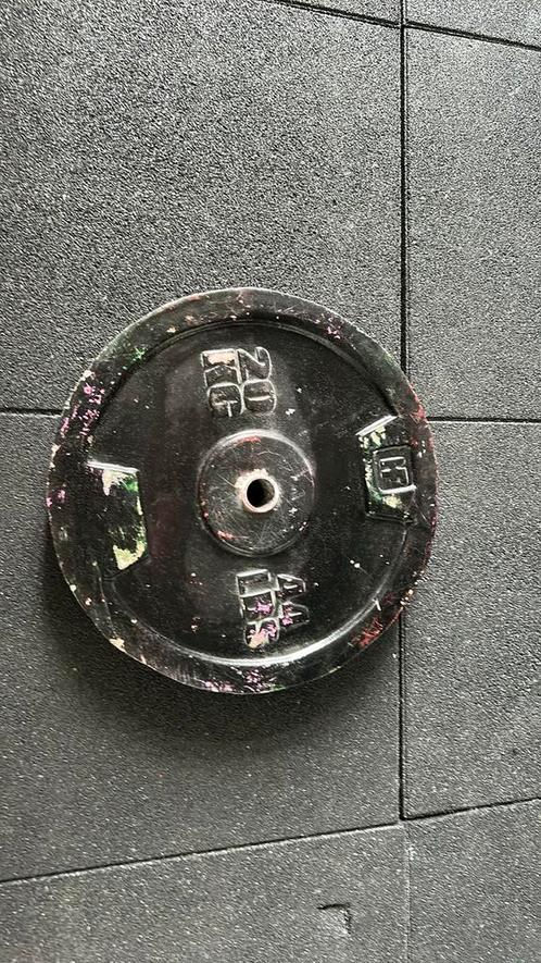 Betonnen halterschijf 20 kg en 35 kilo weerstandband, Sport en Fitness, Fitnessmaterialen, Gebruikt, Halterschijven, Ophalen