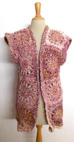 Handgemaakt gehaakt mooie kleuren vest/gilet! L/XL, Verzenden, Zo goed als nieuw, Maat 42/44 (L), Bruin