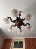 Antieke Houten Kroonluchter met 6 Armen, Antiek en Kunst, Antiek | Lampen, Ophalen