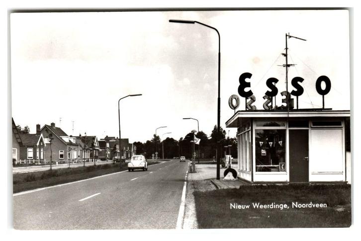 Nieuw Weerdinge, Noordveen. Tankstation, Verzamelen, Ansichtkaarten | Nederland, Ongelopen, Drenthe, 1960 tot 1980, Verzenden