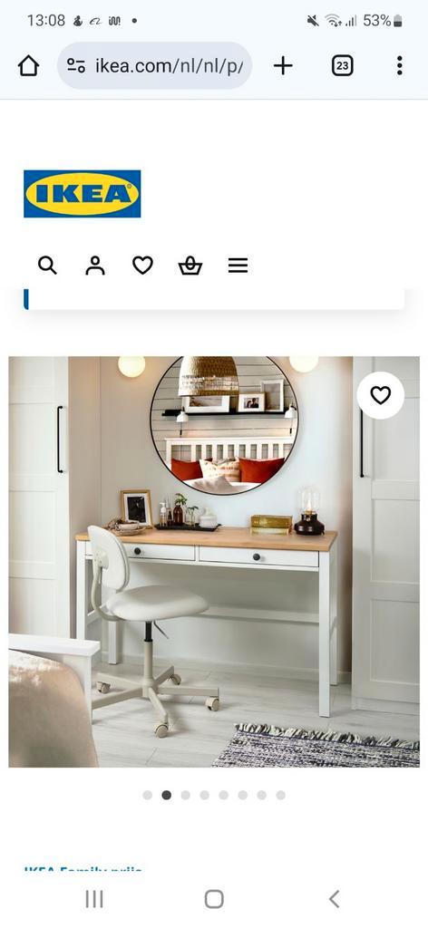 Hemnes Bureau Wit, Huis en Inrichting, Bureaus, Zo goed als nieuw, Bureau, In hoogte verstelbaar, Ophalen