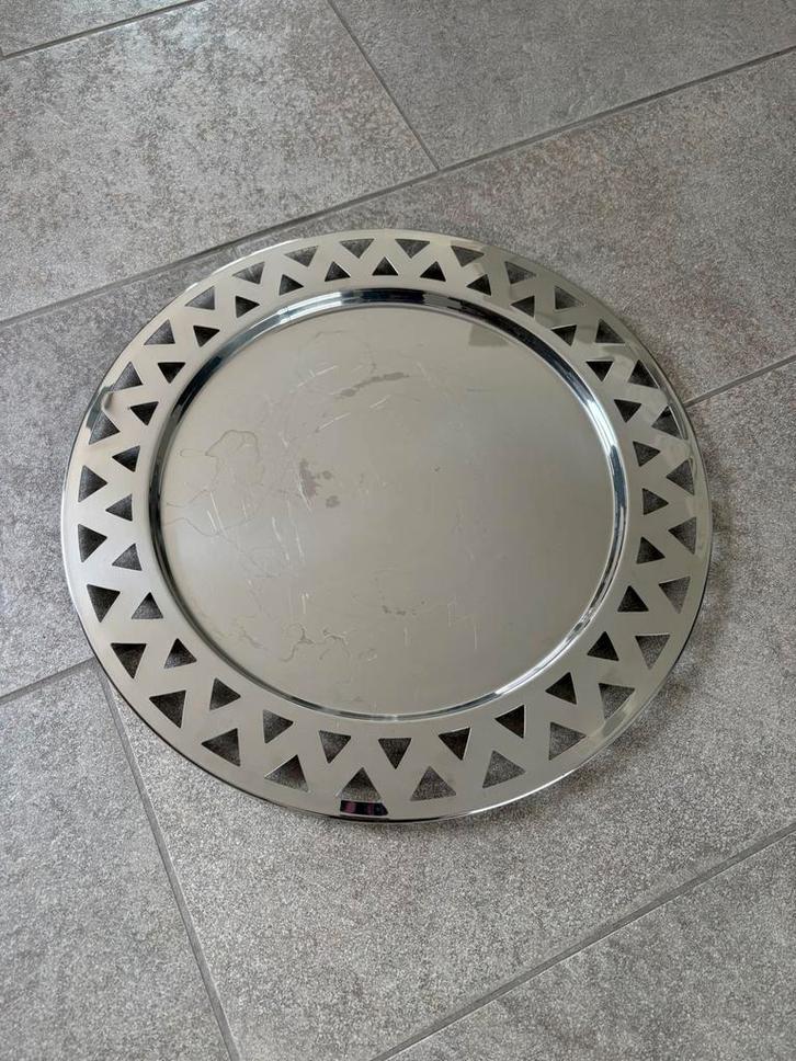 Alessi (designer) serveerschaal – 48 cm – Roestvrij staal, Huis en Inrichting, Woonaccessoires | Dienbladen, Gebruikt, Metaal