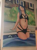 olieverf schilderij van 80 x 60 genaamd lady in the water, Ophalen of Verzenden