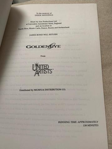 GoldenEye Script - James Bond Film beschikbaar voor biedingen