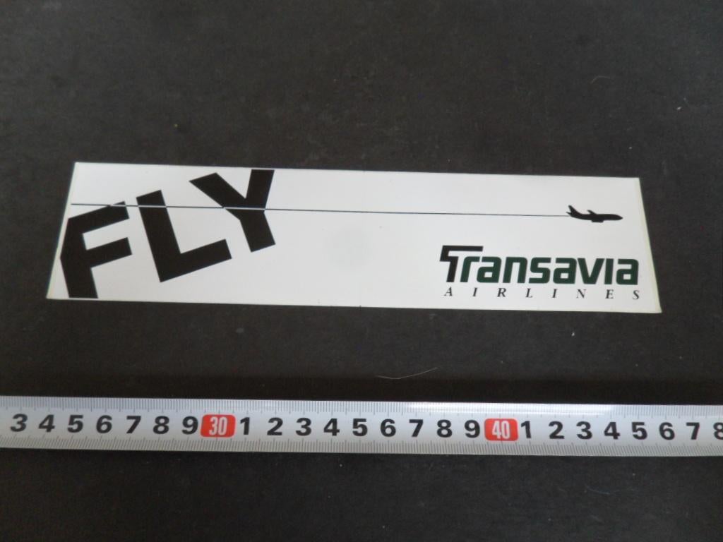 sticker FLY  TRANSAVIA  Airlines   Luchtvaart, Verzamelen, Stickers, Zo goed als nieuw, Ophalen