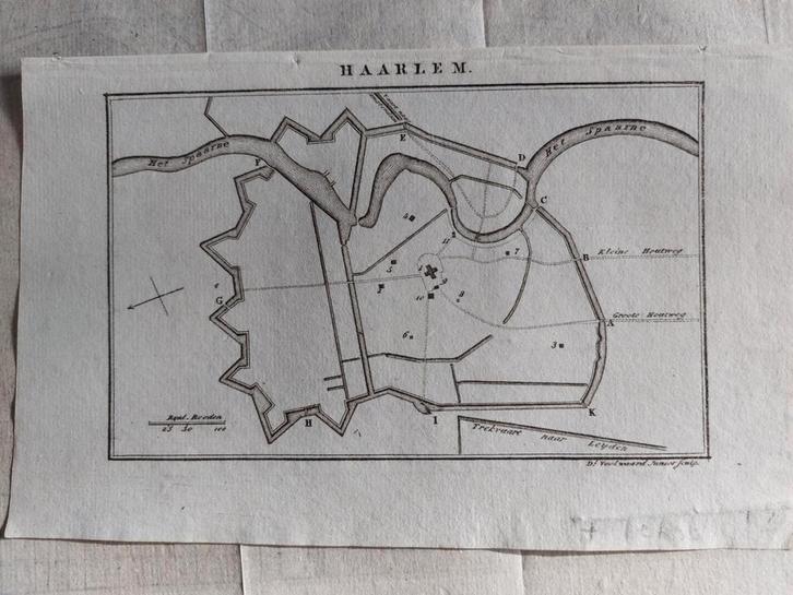 9 / Stadsplattegrond Haarlem Gravure uit 1819, Antiek en Kunst, Kunst | Etsen en Gravures, Ophalen of Verzenden