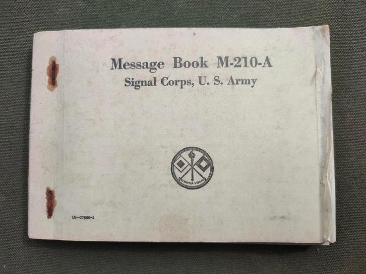 US Army Message Book M-210-A, Verzamelen, Militaria | Tweede Wereldoorlog, Landmacht, Boek of Tijdschrift, Amerika, Ophalen of Verzenden