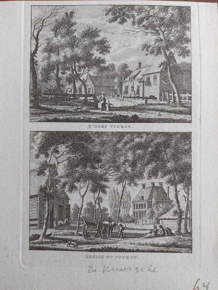 219-220 /  Dorp en gezicht Vuurst - Lage Vuursche, Antiek en Kunst, Kunst | Etsen en Gravures, Ophalen of Verzenden