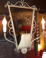 Vintage brocante spiegel met verlichting, Ophalen of Verzenden, Minder dan 50 cm, Minder dan 100 cm